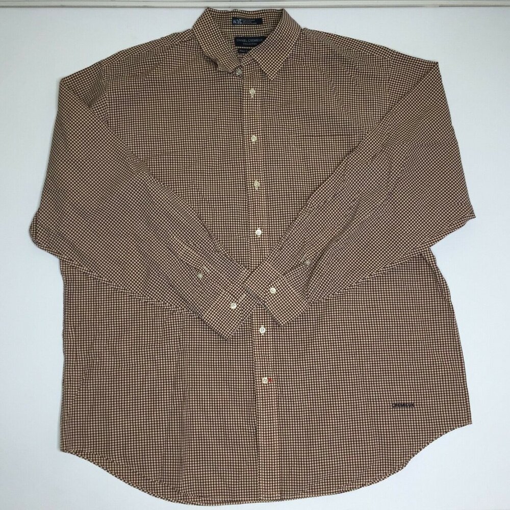 Daniel Cremieux Mens Button Up Long Sleeved Striped Shirt Burgundy Size XL